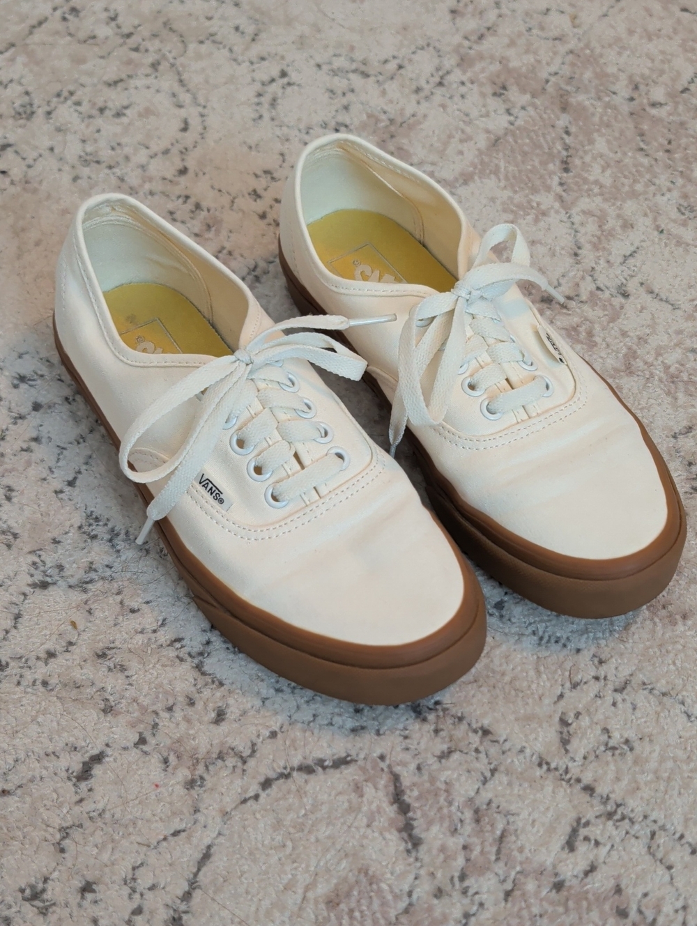 Vans Women's Cream Canvas Lace-Up Sneakers with Brown Gum Outsole